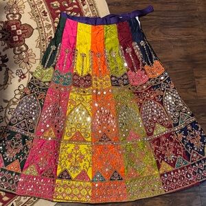 Multicolor Embroidered Lehnga Mehndi Haldi